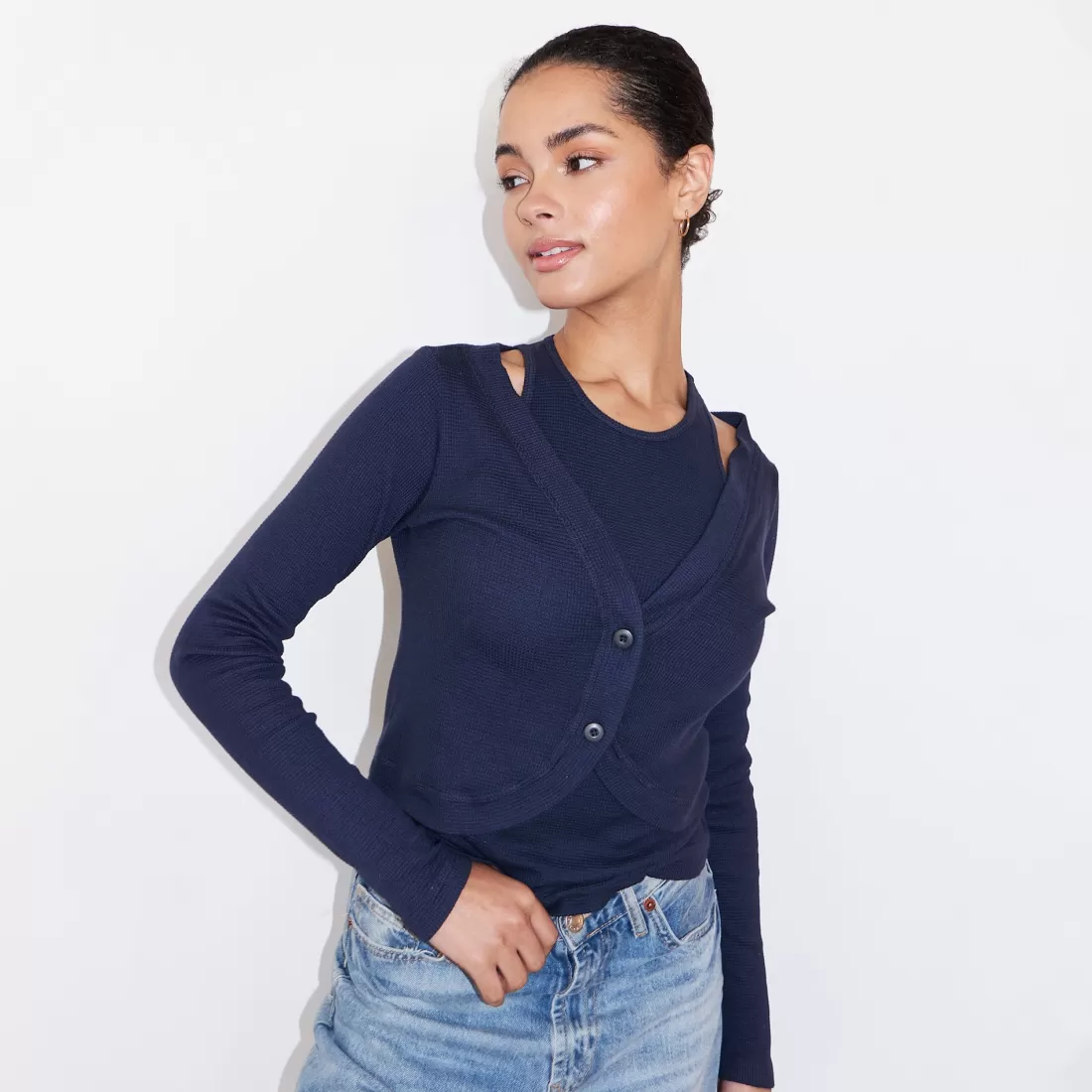 MONROW Long Sleeve*Baby Thermal Double Layer Cardi Top NEPTUNE