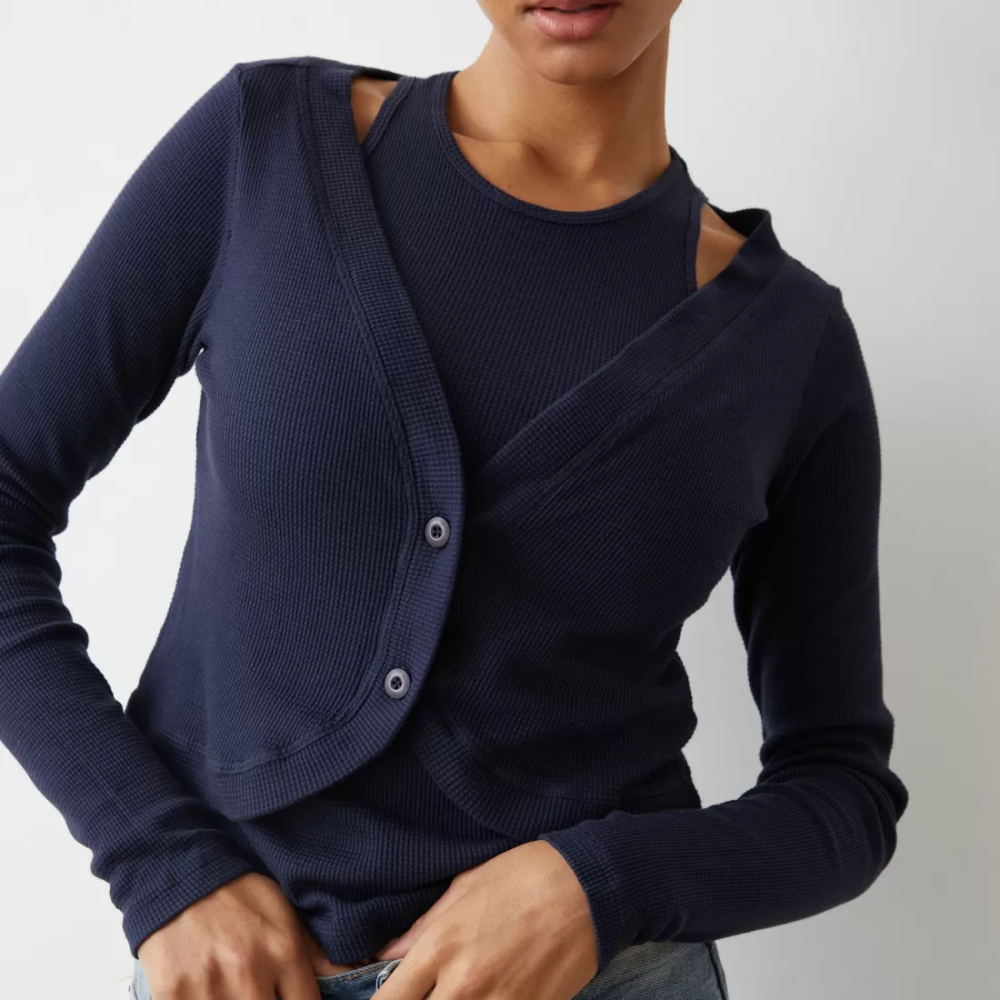 MONROW Long Sleeve*Baby Thermal Double Layer Cardi Top NEPTUNE