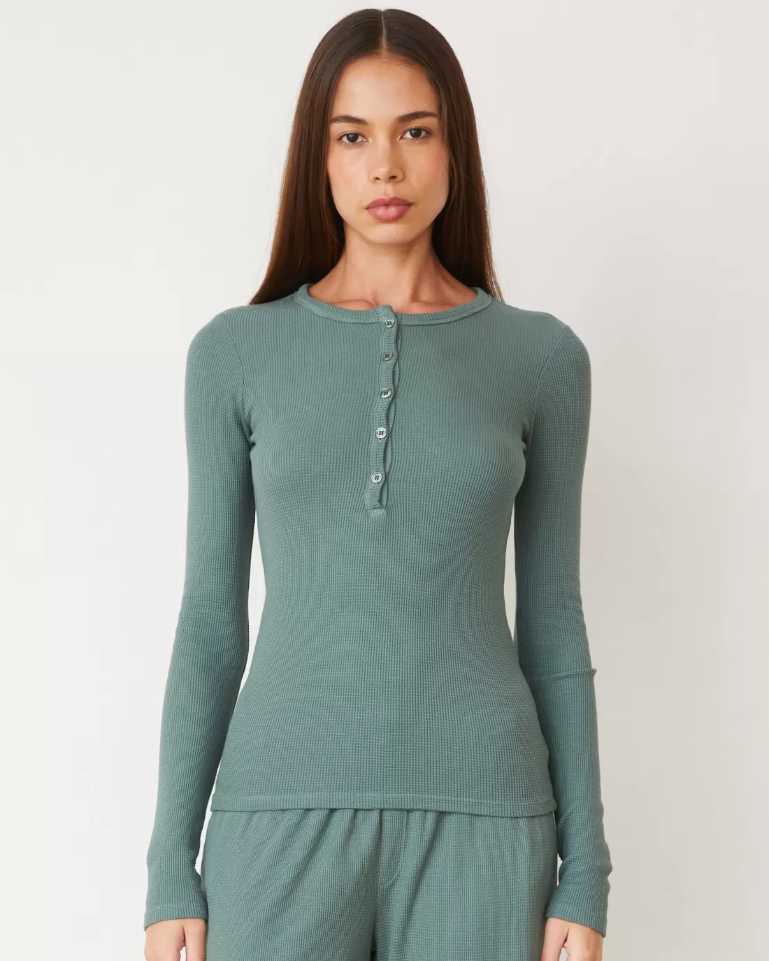 MONROW Long Sleeve*Baby Thermal Henley CACTUS