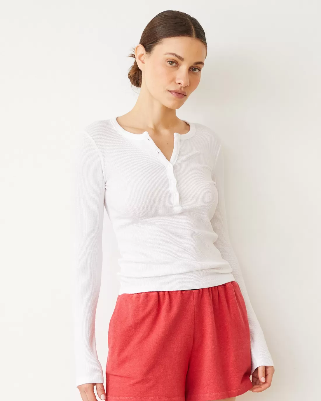 MONROW Long Sleeve*Baby Thermal Henley WHITE
