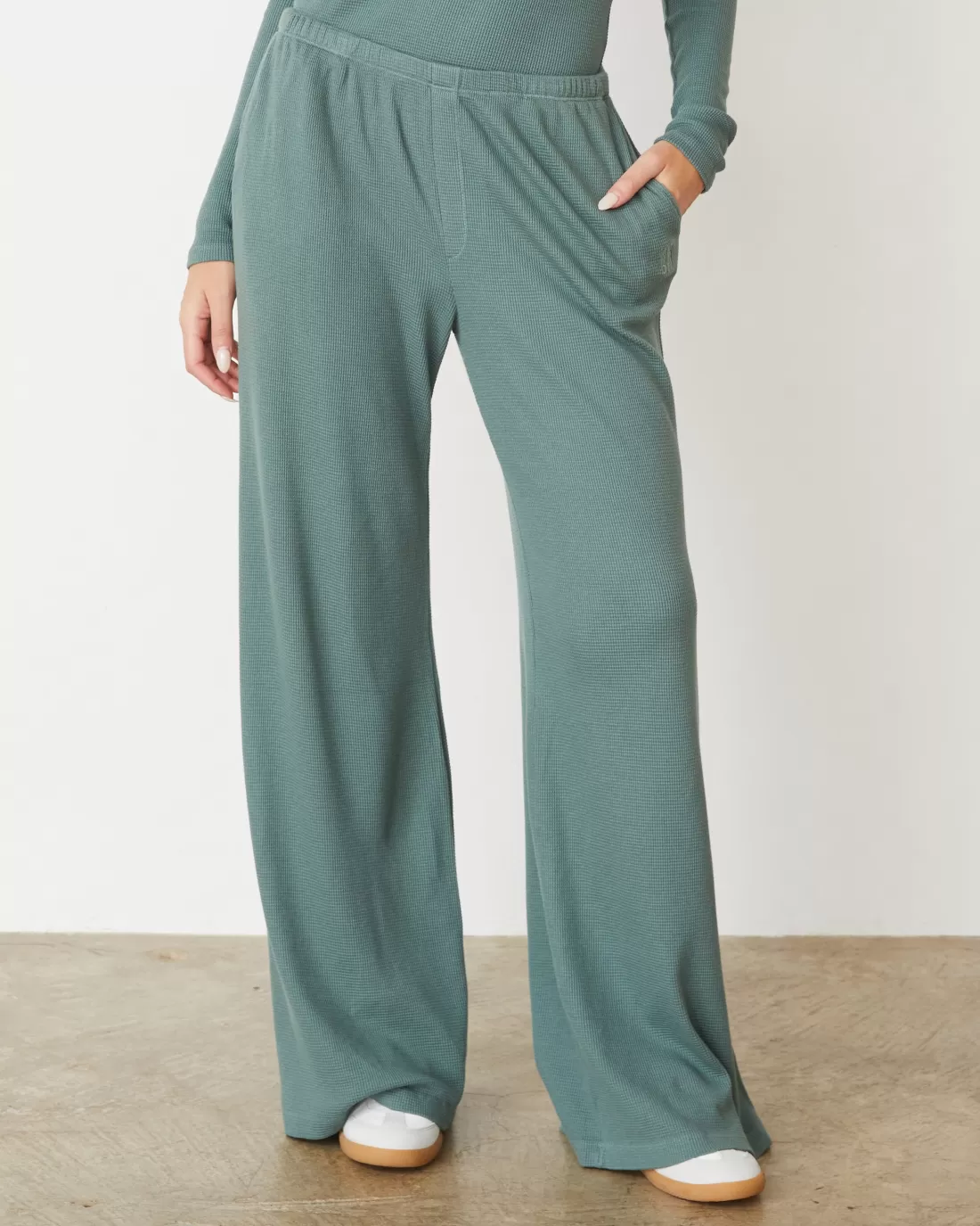 MONROW Pants | Sweats*Baby Thermal Wide Leg Pant CACTUS