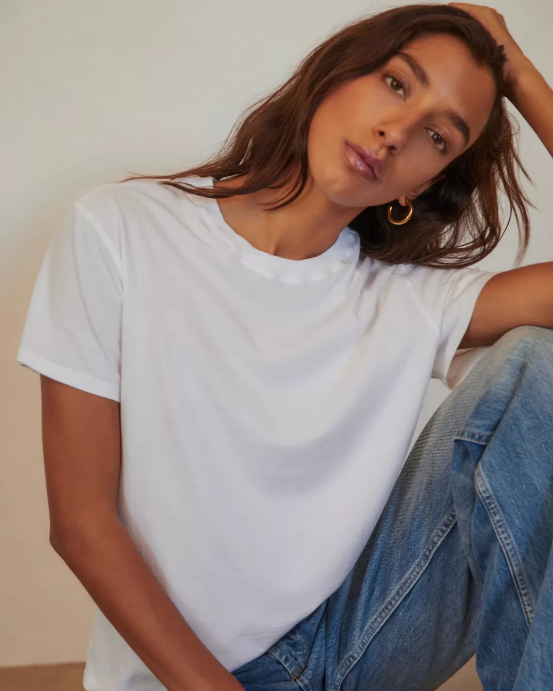 MONROW Tees*Basic Crew Neck Tee WHITE