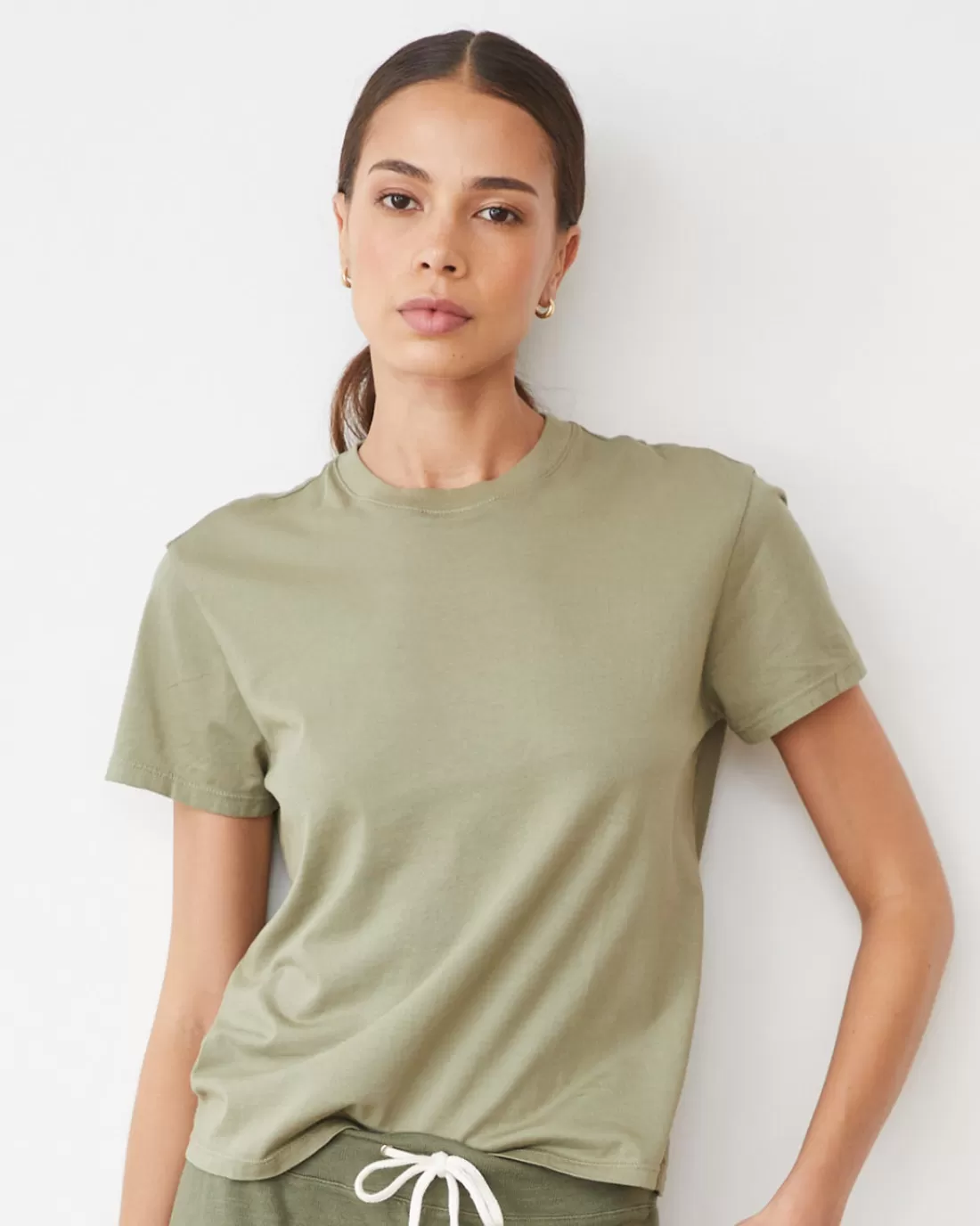 MONROW Tees*Basic Crew Neck Tee ARMY