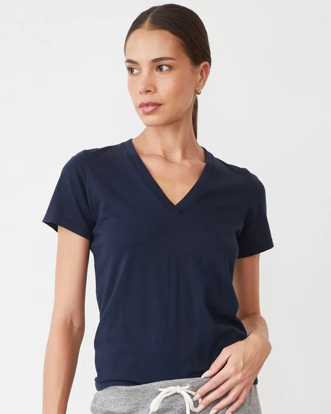 MONROW Tees*Basic V Neck BLUEBLACK