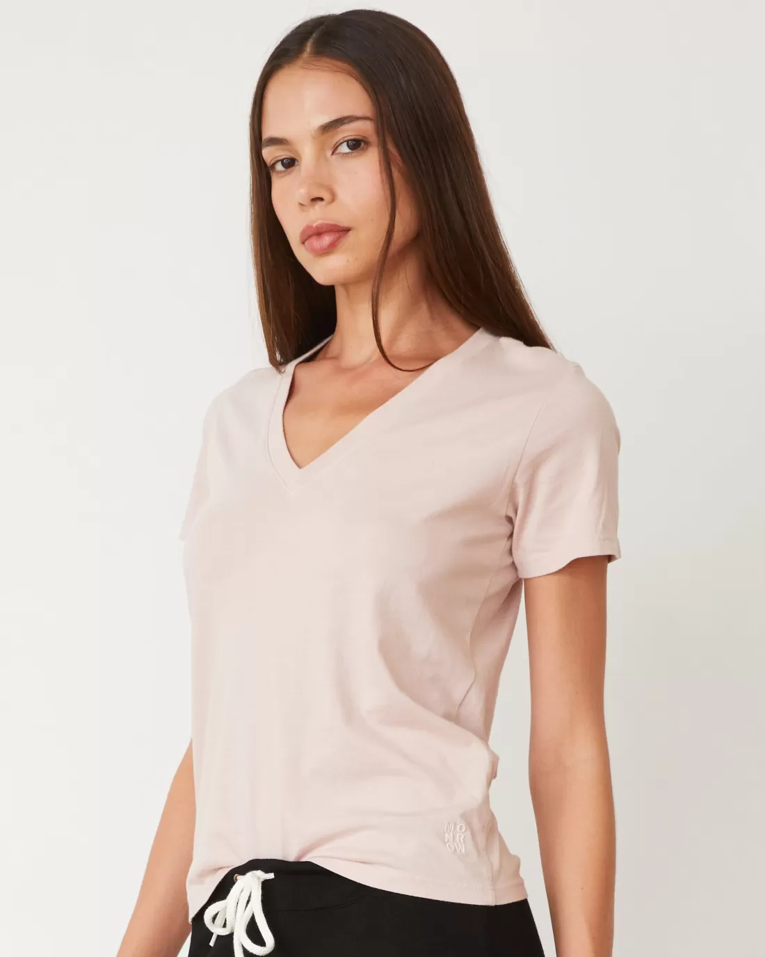MONROW Tees*Basic V Neck CHALKPINK