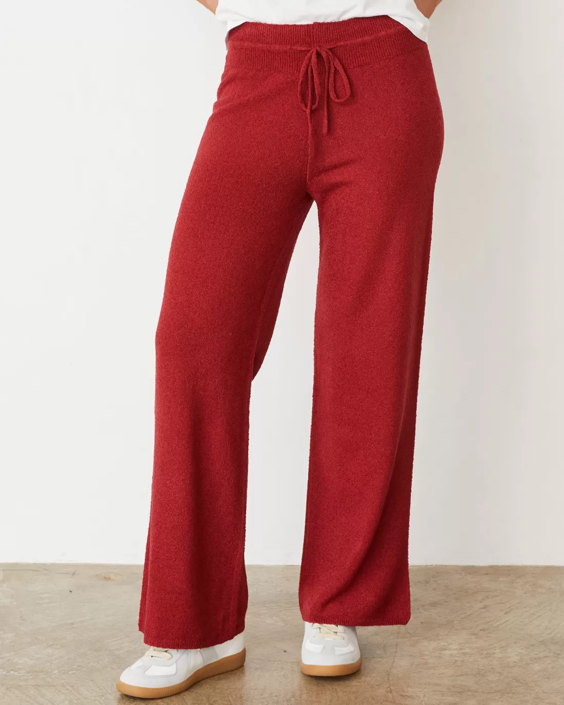 MONROW Travel Essentials | Pants*Boucle Knit Crop Straight Leg Pant MAROON