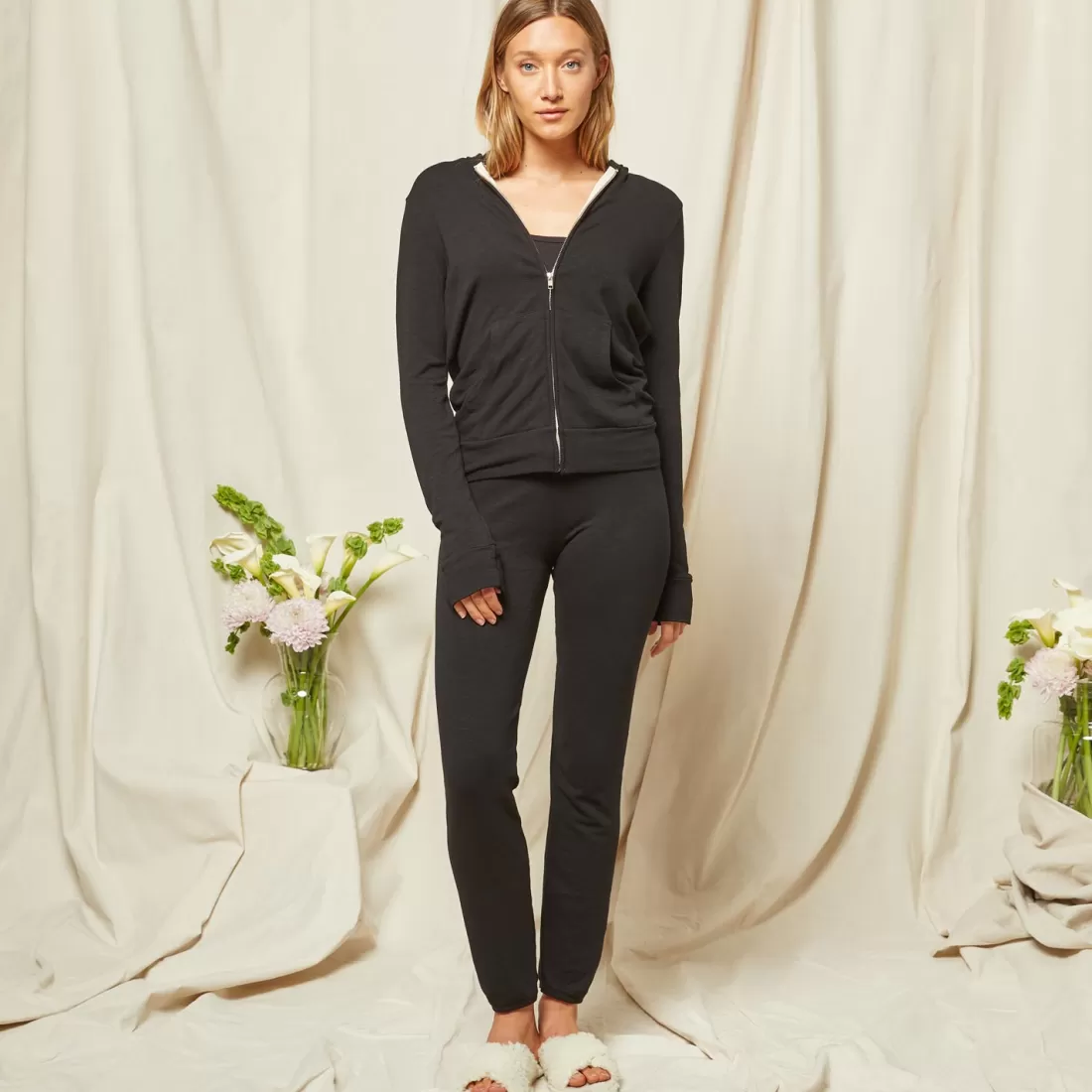 MONROW Zip-Up Hoodies*Bridal Supersoft Zip Up Hoody BLACK
