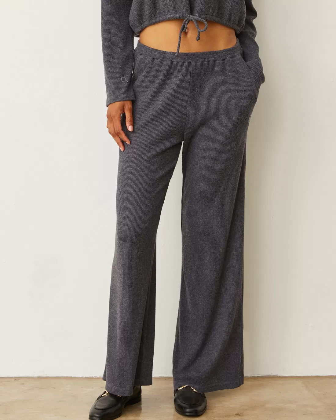 MONROW Sweats*Brushed Rib Pant VINTAGEBLACK