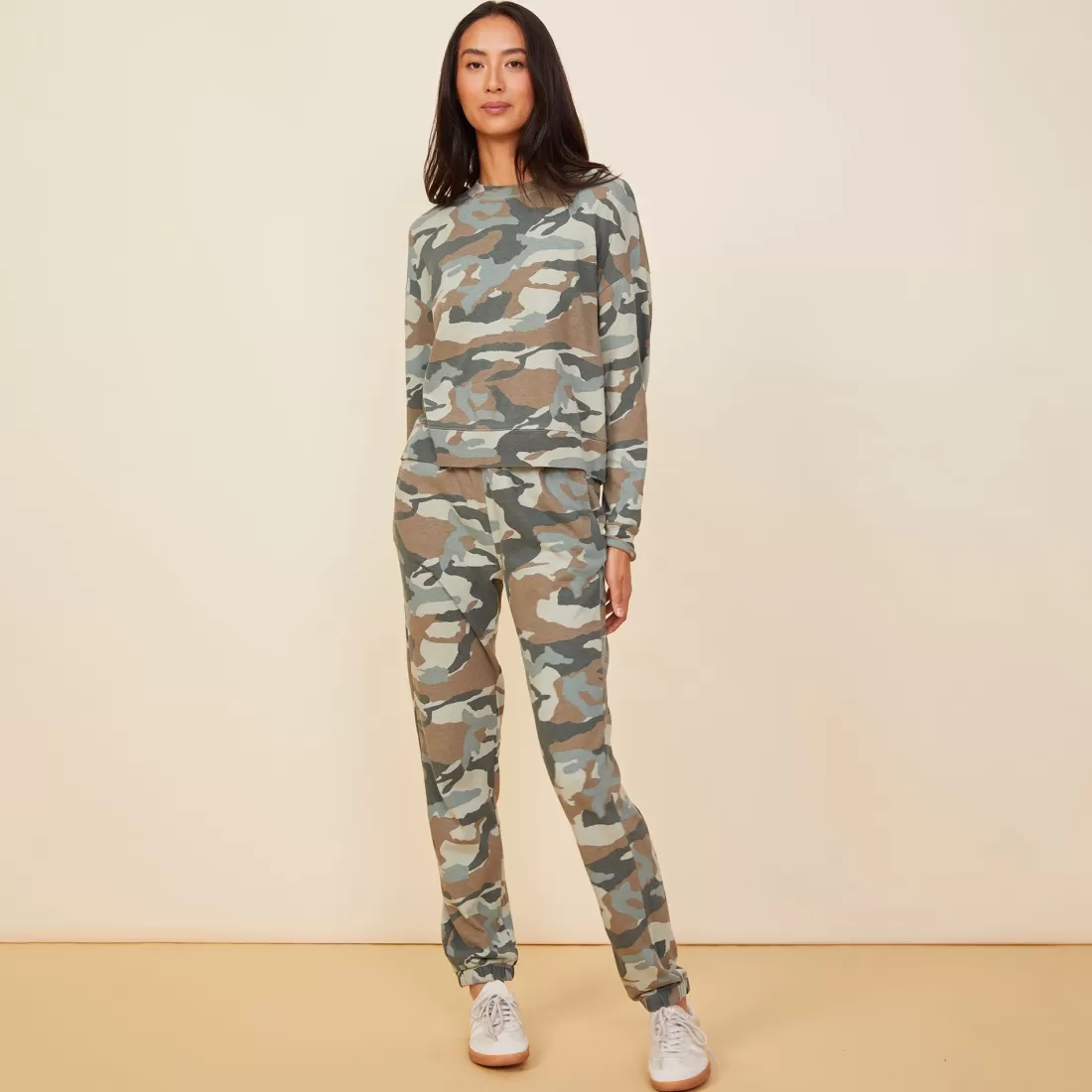 MONROW Sweatshirts*Camo Boxy Sweatshirt GREENGREY