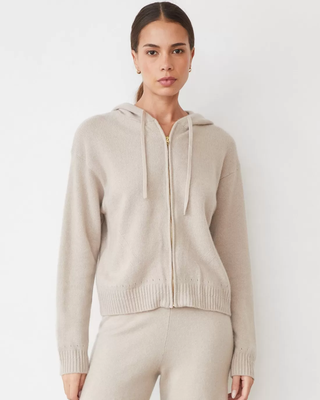 MONROW Travel Essentials | Sets*Cashmere Zip Up Hoody CHALK