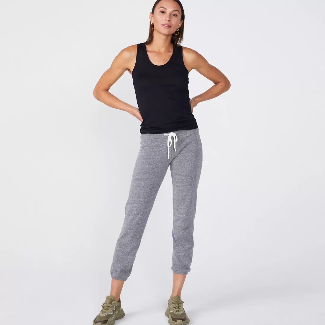 MONROW Tanks*Cotton Modal Narrow Tank - Color BLACK