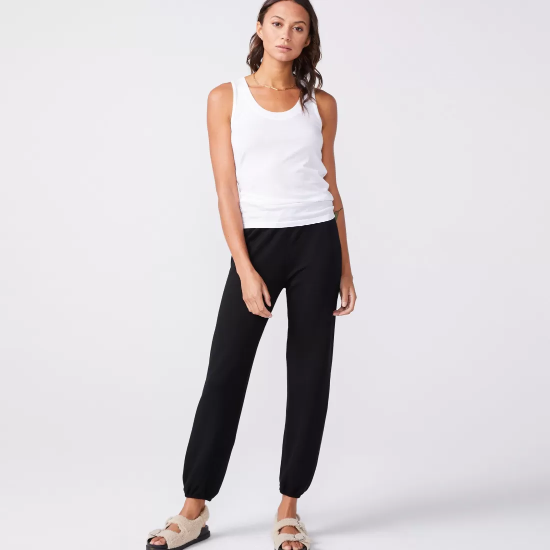 MONROW Tanks*Cotton Modal Narrow Tank - Color WHITE