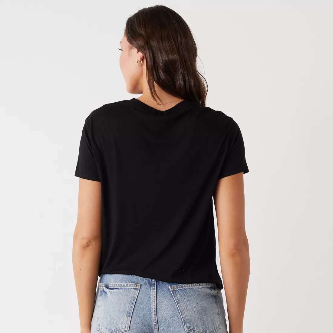 MONROW Tees*Cotton Modal Vintage Crew BLACK