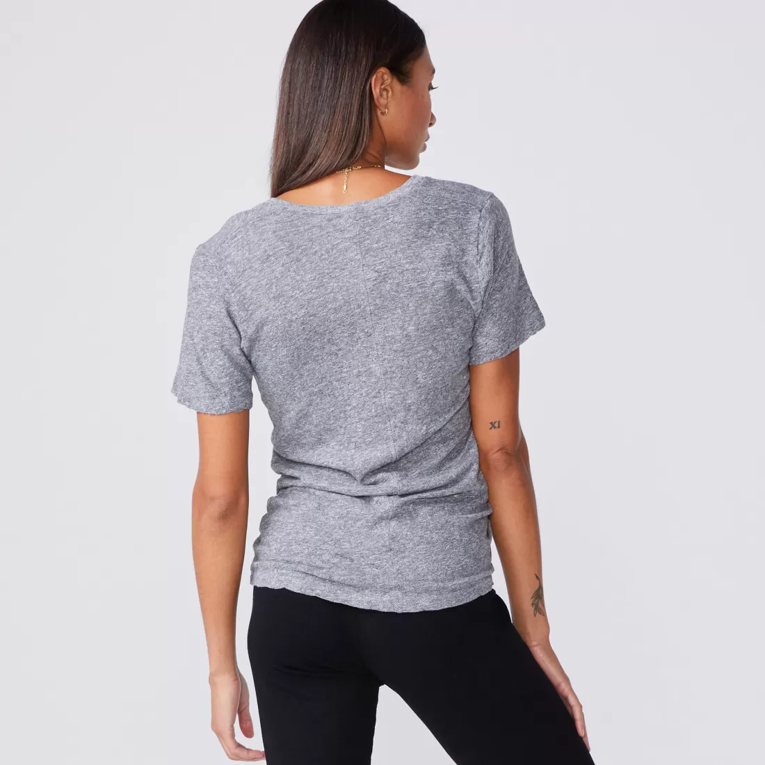 MONROW Tees*Fitted V Neck Tee - Color GRANITE