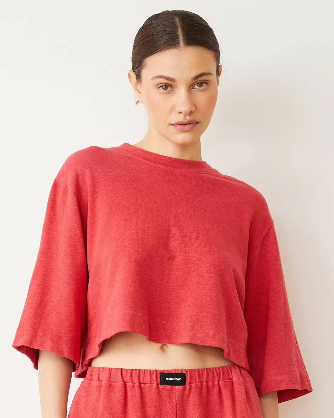 MONROW Terry | Tees*French Terry Oversized Tee CHERRY