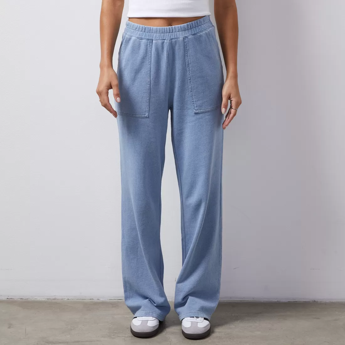 MONROW Pants*Indigo French Terry Pocket Pant LIGHTWASH