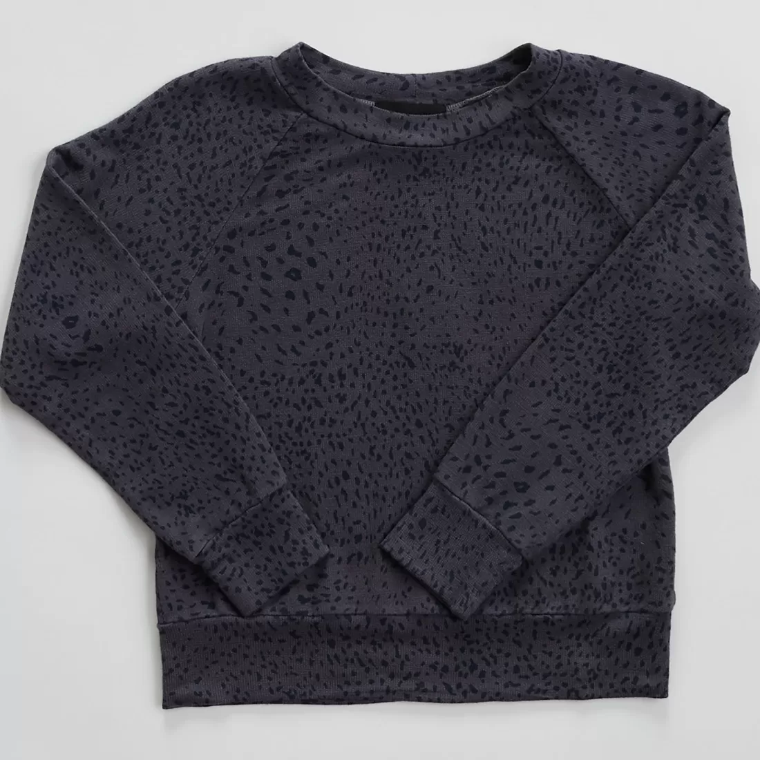 MONROW Kids*Kids Mini Cheetah Raglan Sweatshirt VINTAGEBLACK