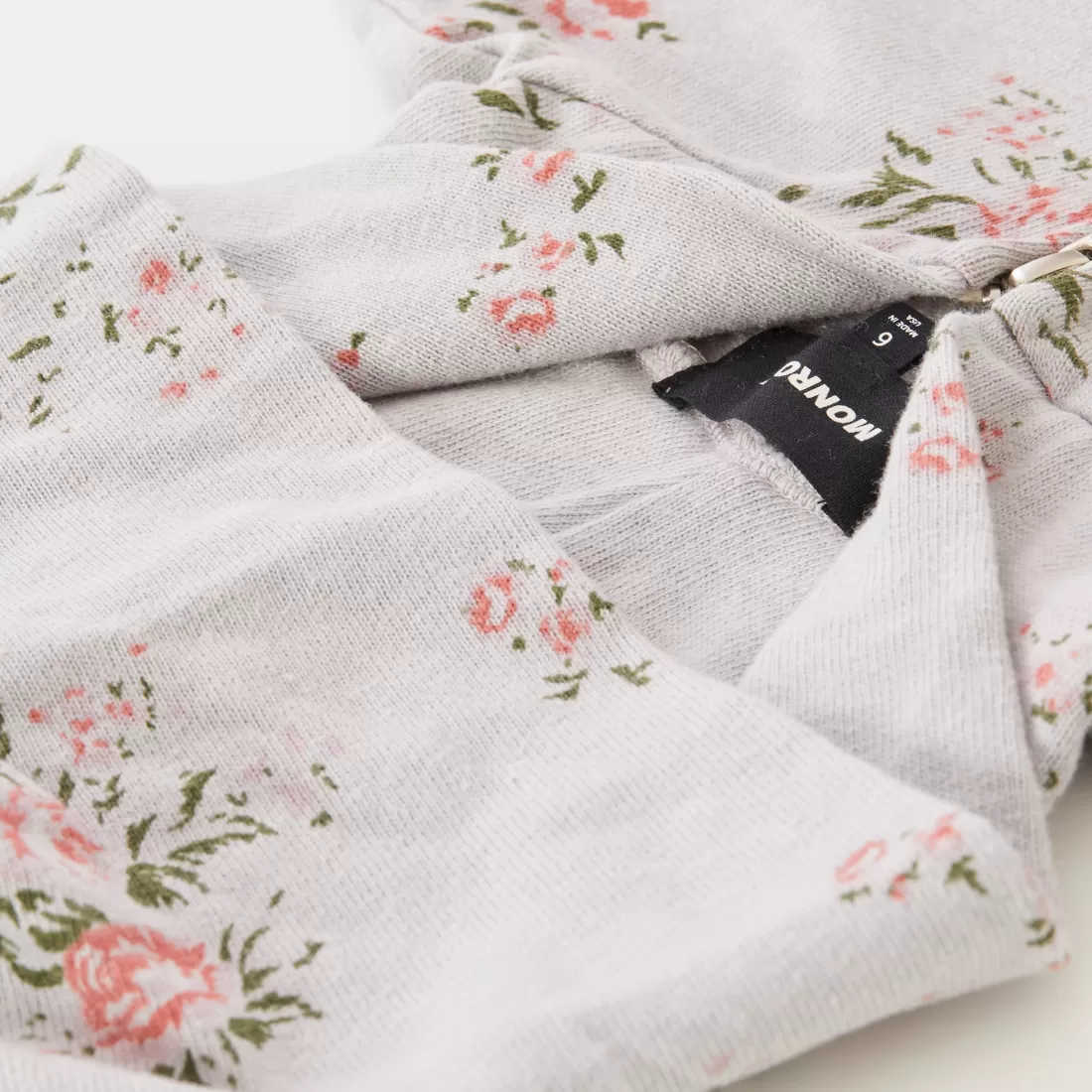 MONROW Kids*Kids Zip Up Hoody With Floral Print DOVEGREY