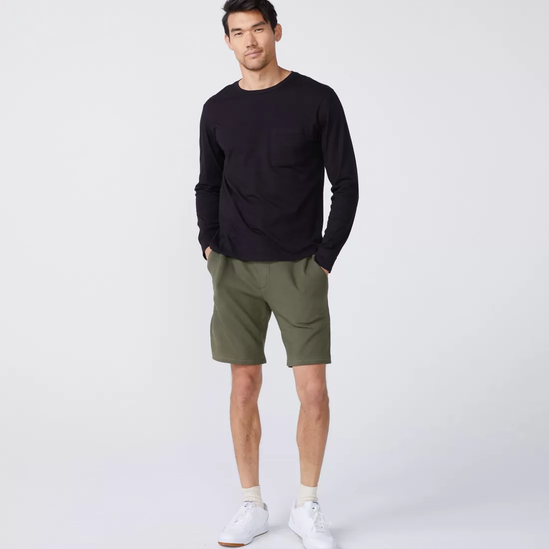 MONROW Men's Tops | Mens Sale*Long Sleeve Pocket Crew BLACK