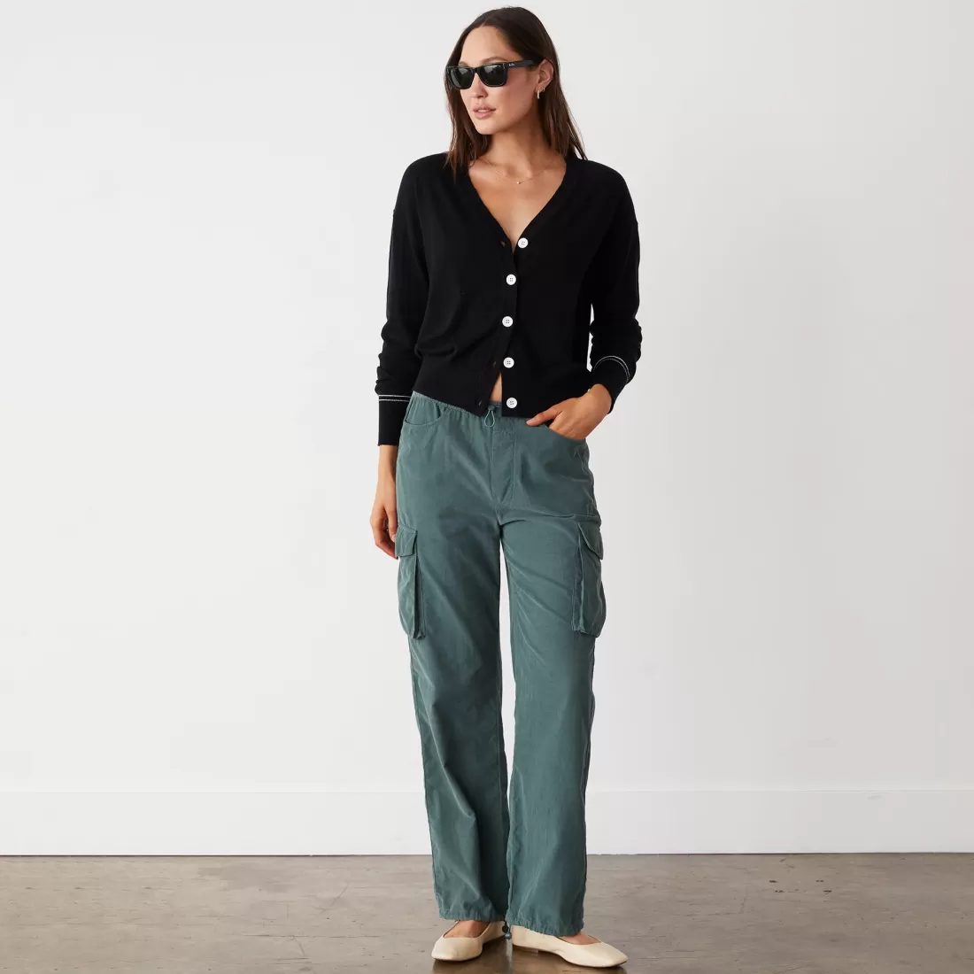 MONROW Pants*Mini Corduroy Parachute Pant CACTUS