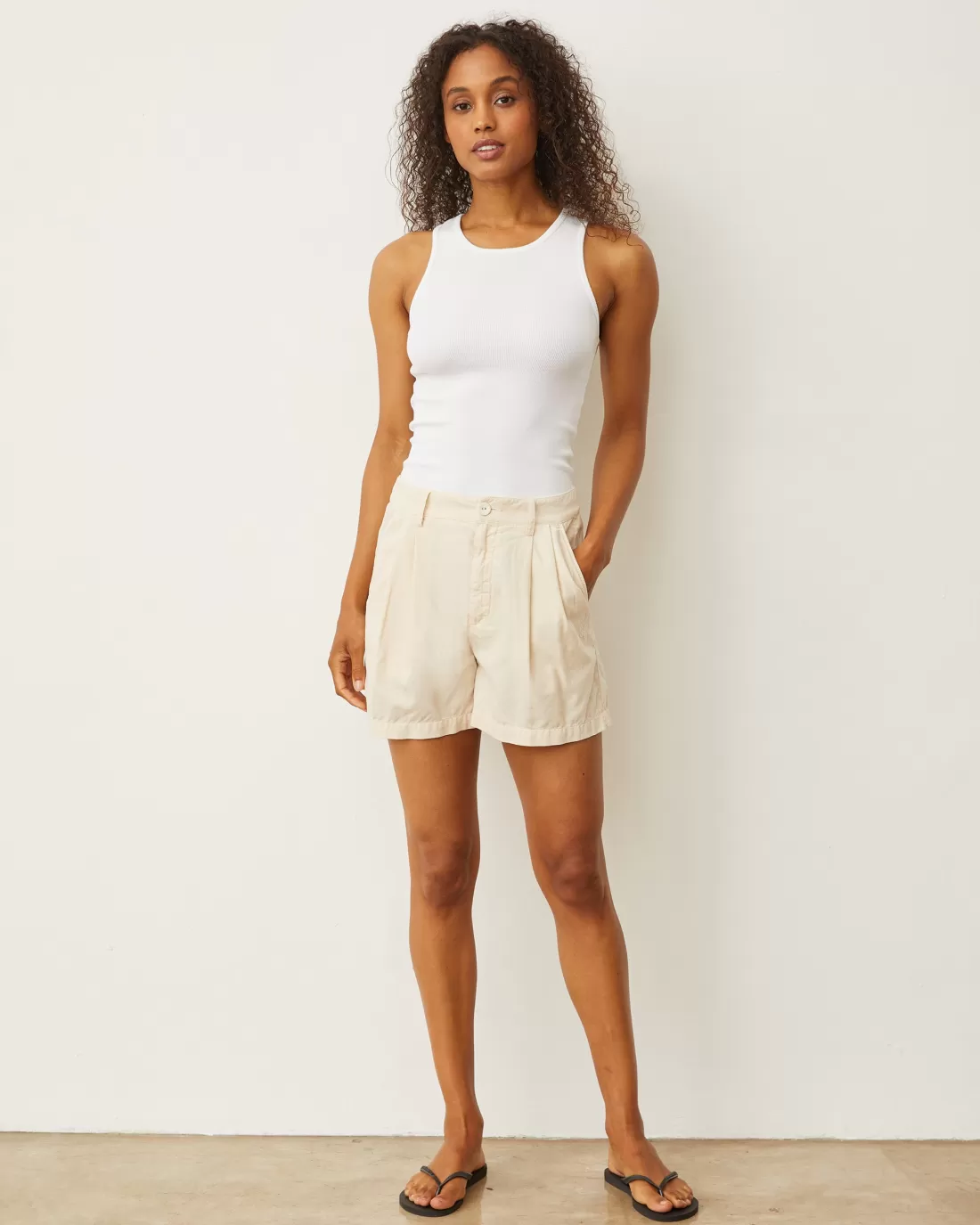 MONROW Shorts*Mini Corduroy Pleated Shorts CREAM