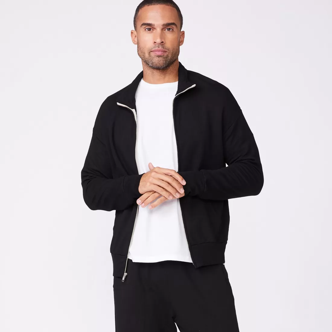 MONROW Mens Sale | Men's Sale*Mock Neck Zip Up BLACK
