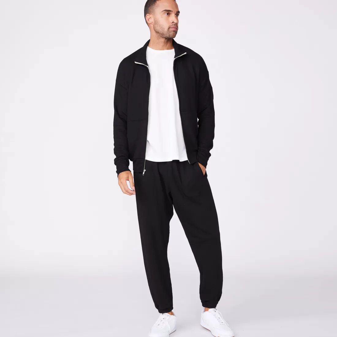 MONROW Mens Sale | Men's Sale*Mock Neck Zip Up BLACK