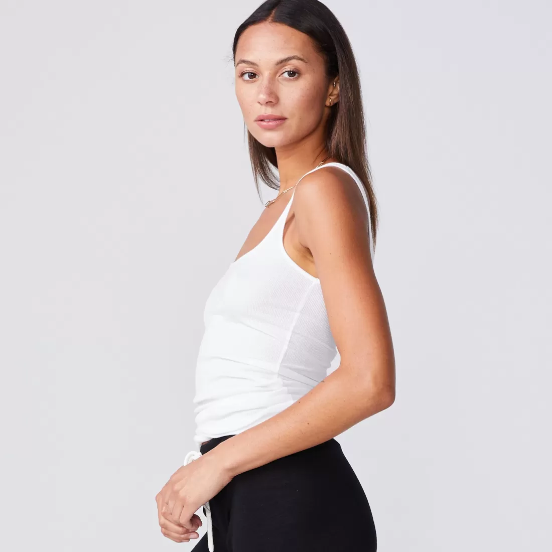 MONROW Tanks*Narrow Rib Tank - Color WHITE