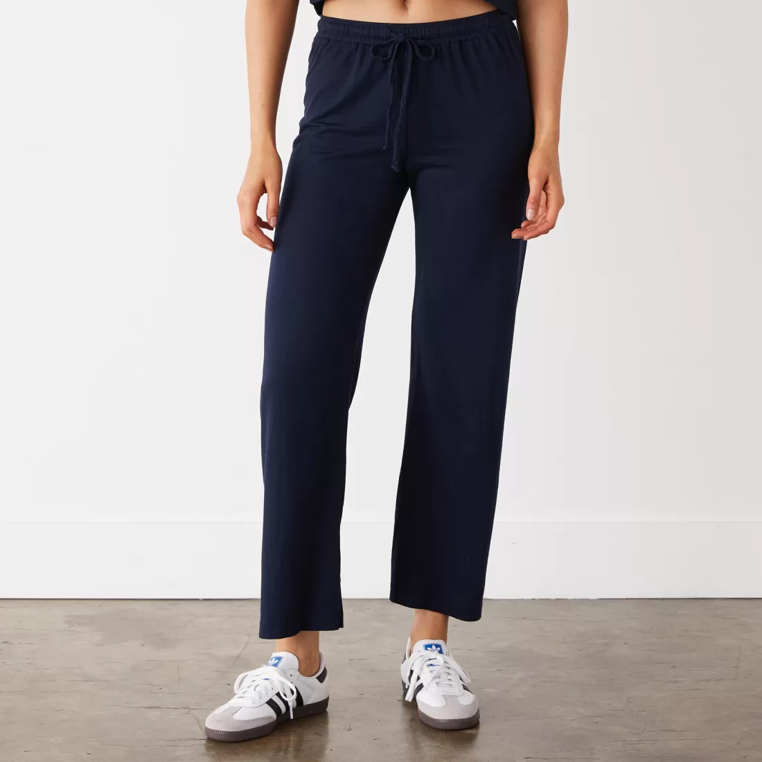 MONROW Sweats*Organic Jersey Crop Pant DARKNAVY