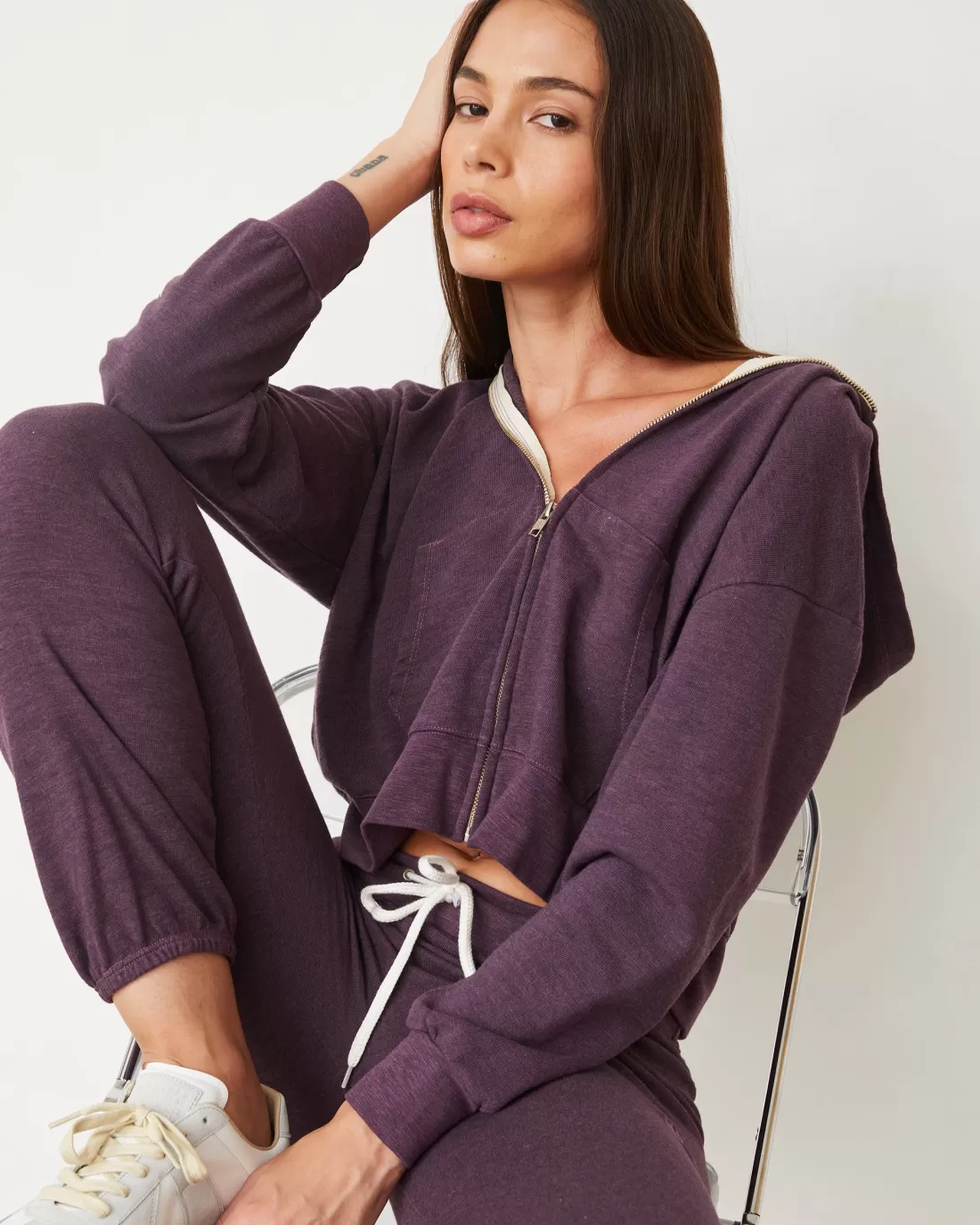 MONROW Travel Essentials | Sets*Original Fleece Zip Up Hoody HEATHEREDGRAPE