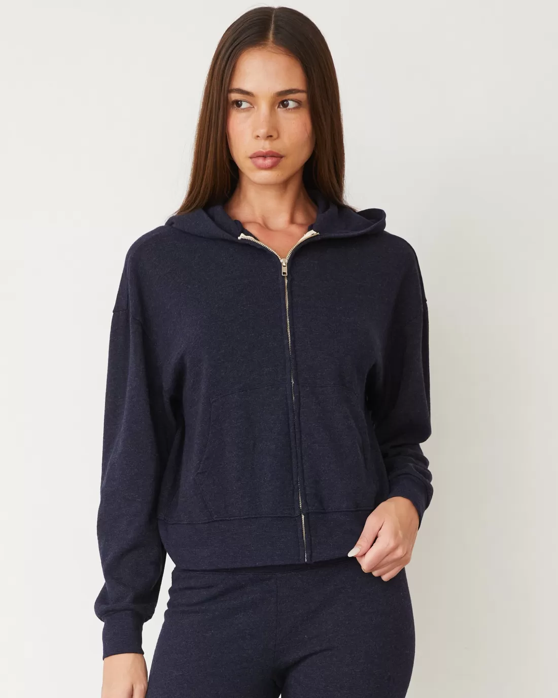 MONROW Travel Essentials | Sets*Original Fleece Zip Up Hoody HEATHEREDNAVY