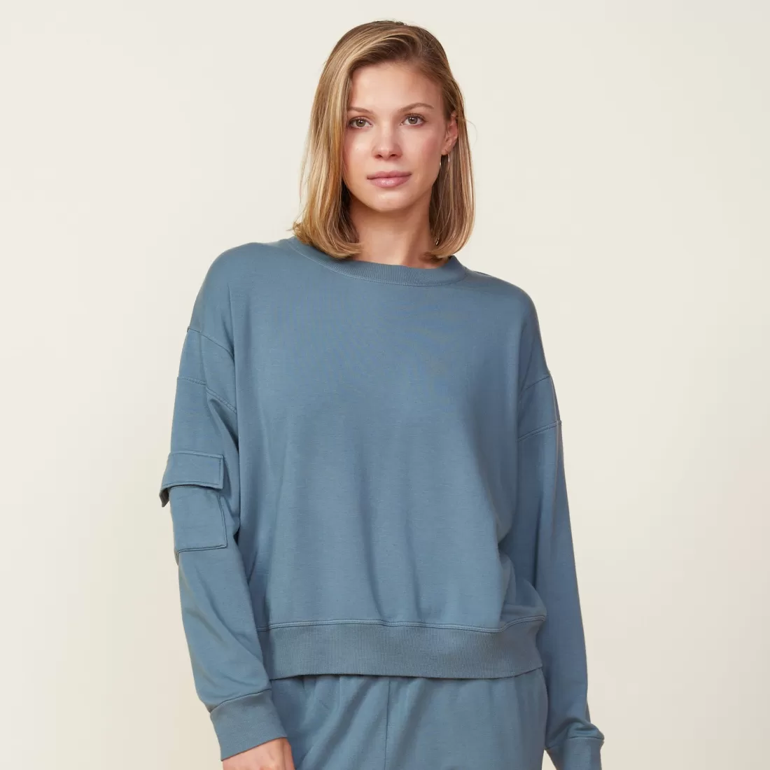 MONROW Sweatshirts*Patch Pocket Sweatshirt GREENGREY