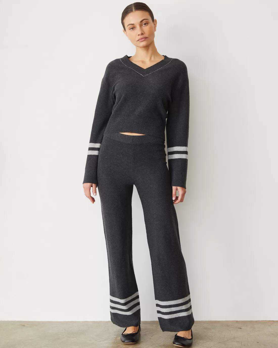 MONROW Sets | Sweaters*Plush Stripe Sweater FADEDBLACK
