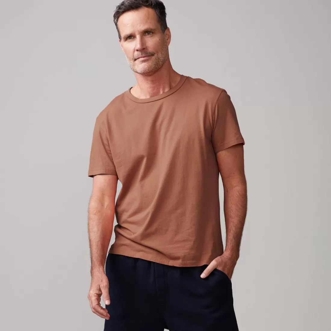 MONROW Men's Tops | Mens Sale*Relaxed Crew CARAMEL
