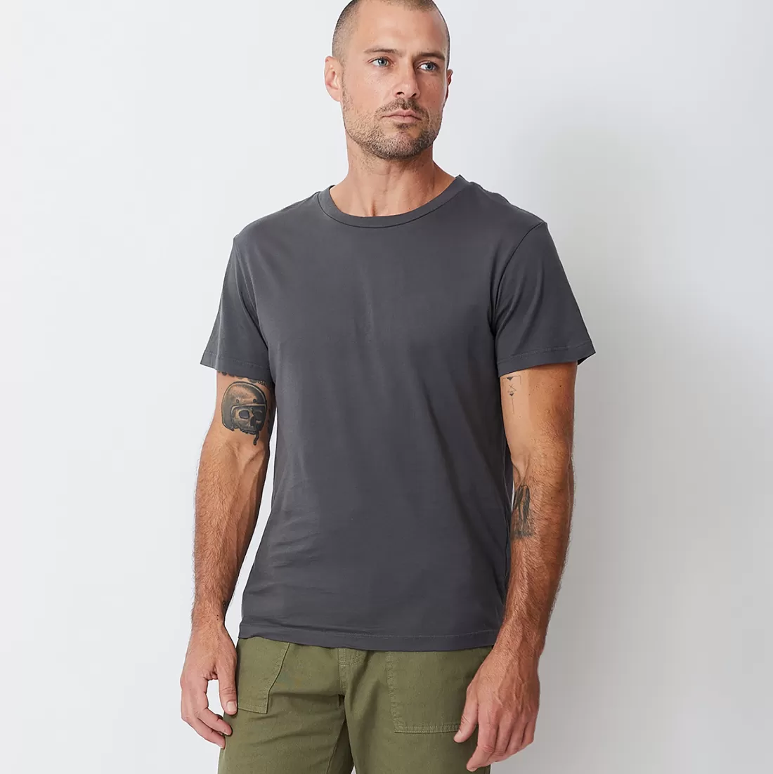 MONROW Men's Tops*Relaxed Crew FADEDBLACK