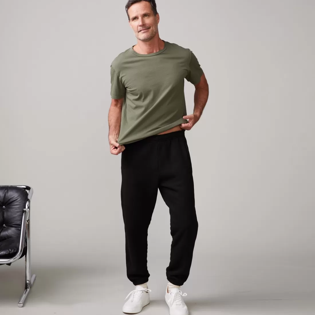 MONROW Men's Tops*Relaxed Crew GENERALGREEN
