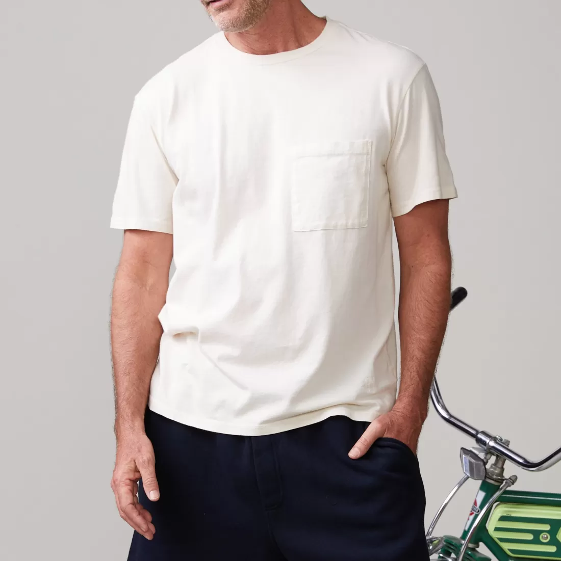 MONROW Men's Tops | Mens Sale*Relaxed Pocket Crew OFFWHITE
