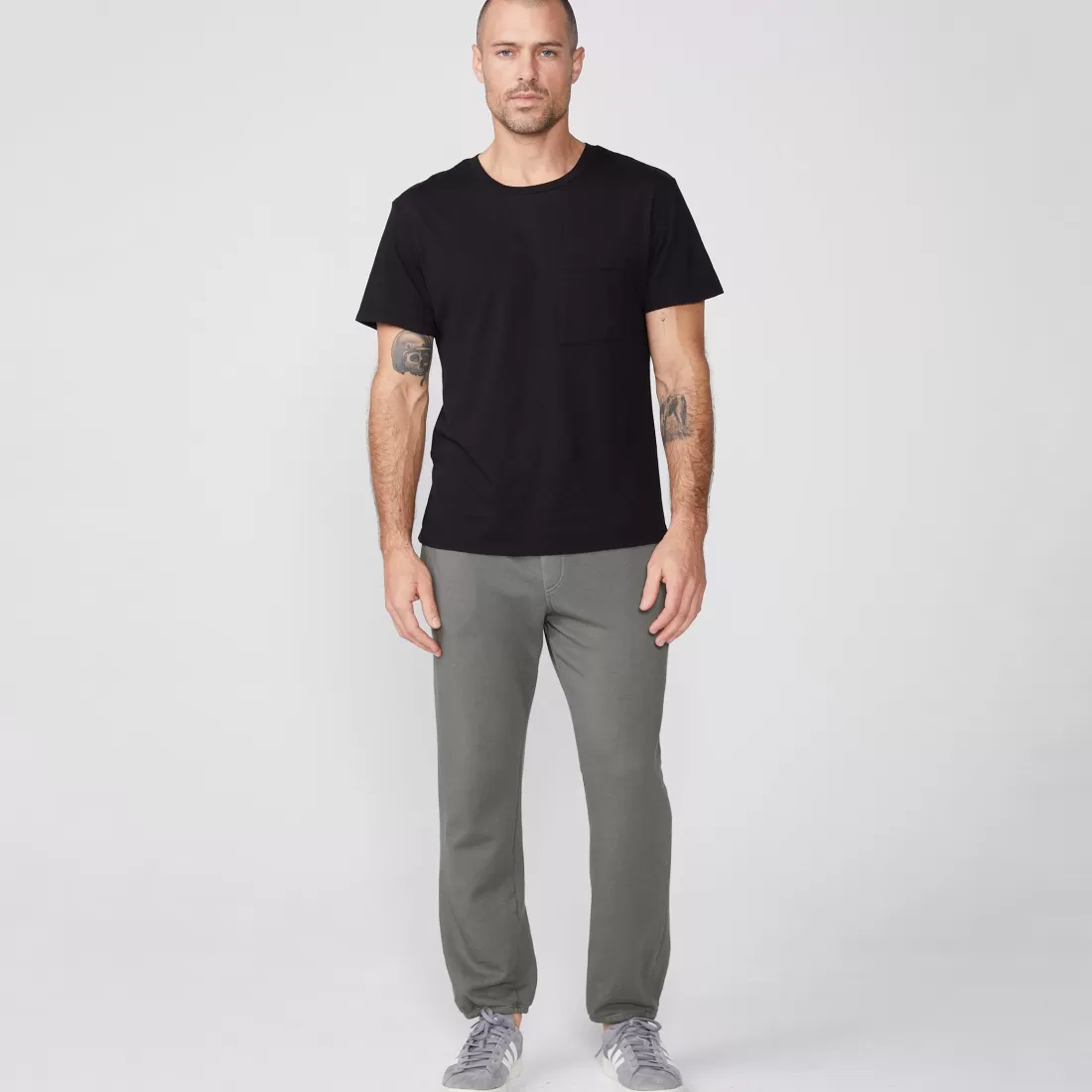 MONROW Men's Tops | Mens Sale*Relaxed Pocket Crew BLACK