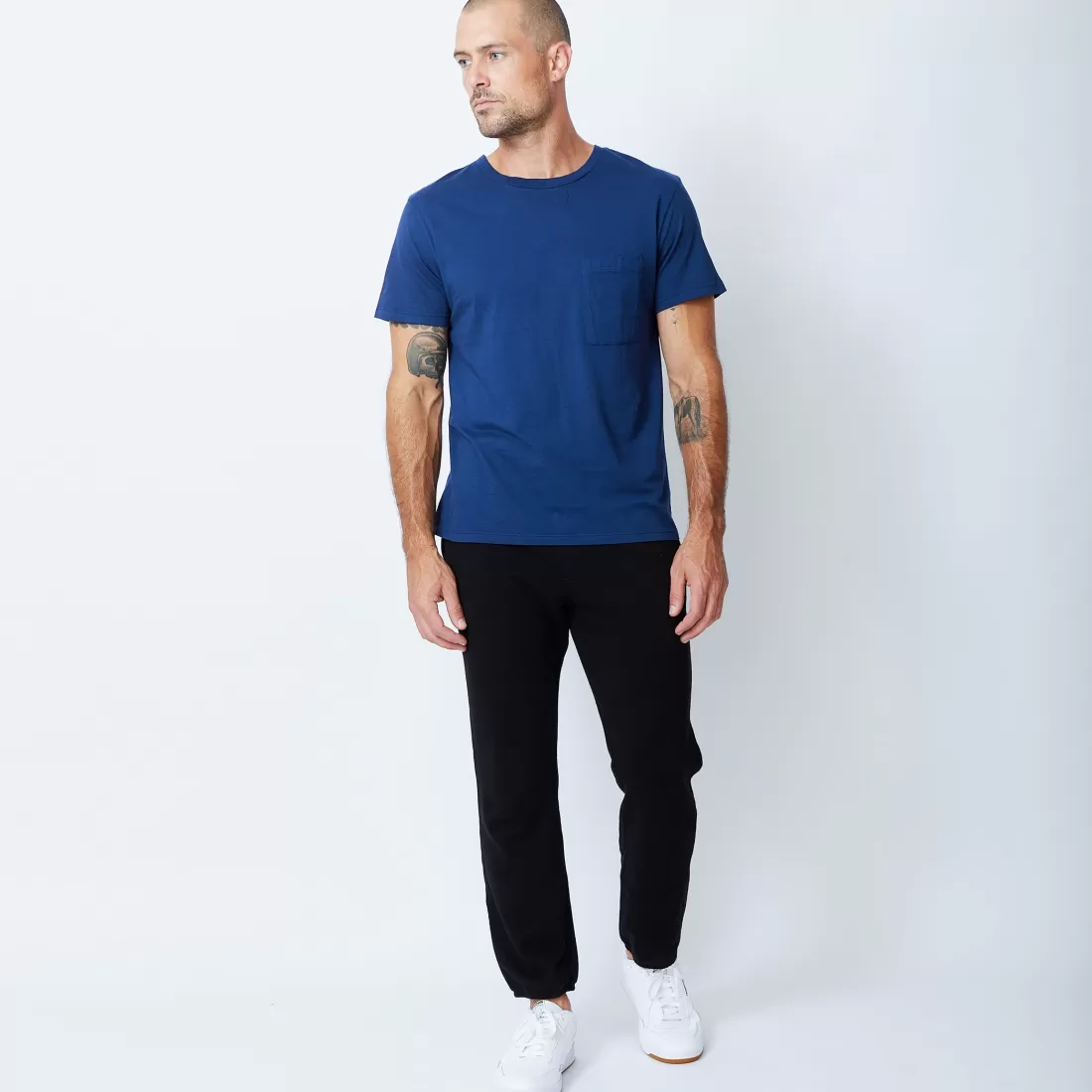 MONROW Men's Tops | Mens Sale*Relaxed Pocket Crew NAVYBLUE