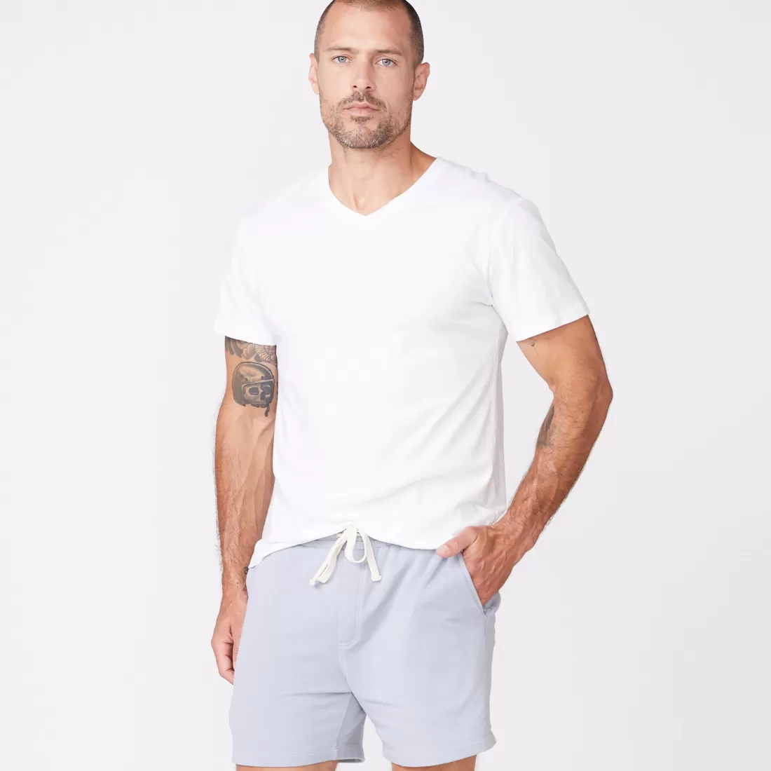 MONROW Men's Tops*Relaxed V WHITE