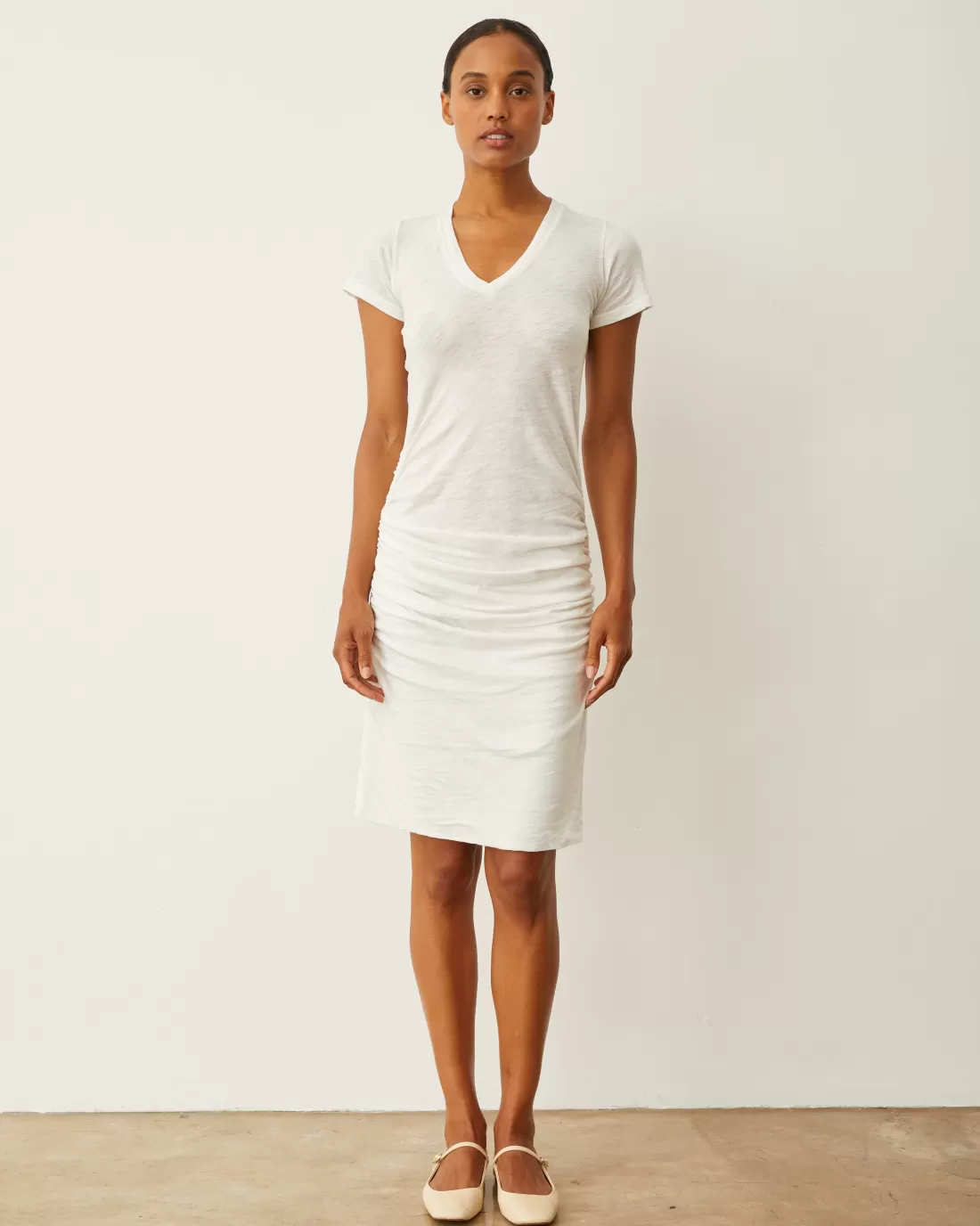 MONROW Supersoft*Shirred Dress WHITE
