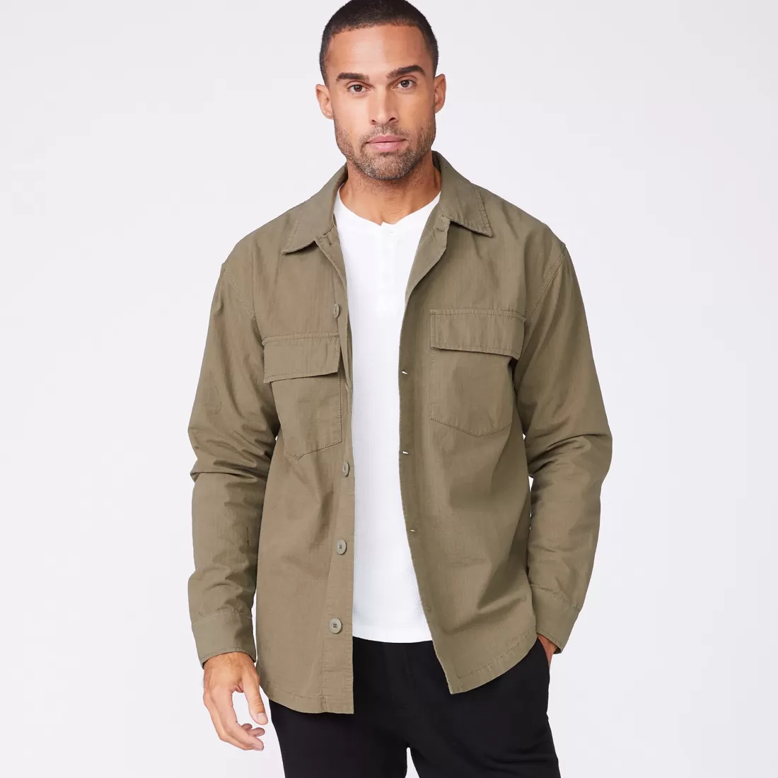 MONROW Men's Tops | Mens Sale*Shirt Jacket MILITARYGREEN