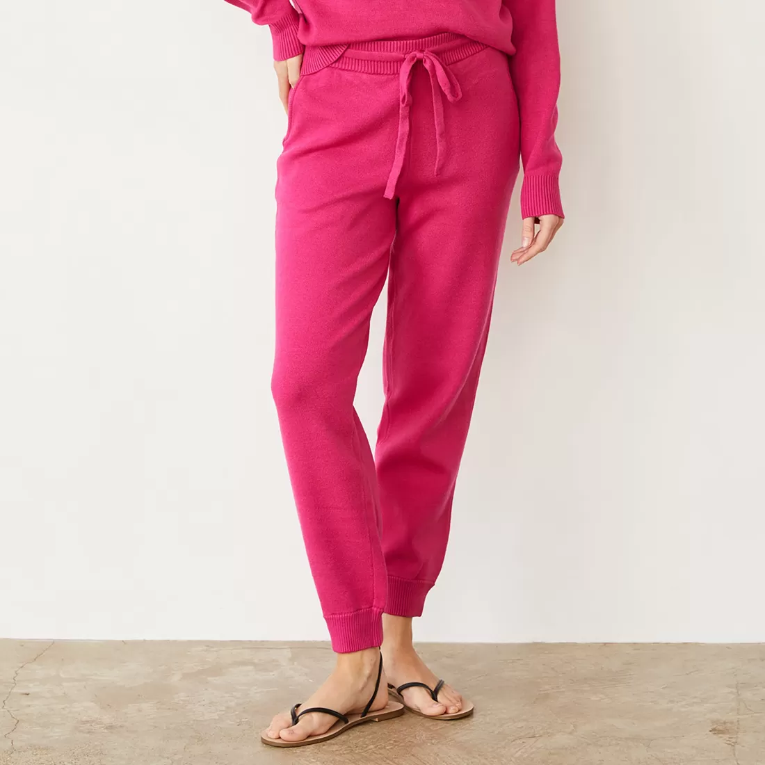 MONROW Soft Knit | Sweats*Soft Knit Cuffed Jogger FUCHSIA