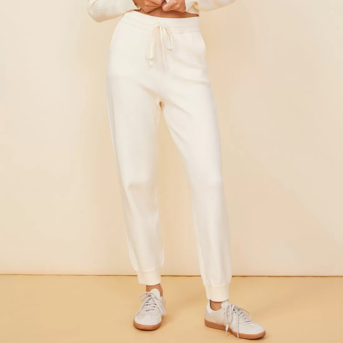 MONROW Soft Knit | Sweats*Soft Knit Cuffed Jogger IVORY