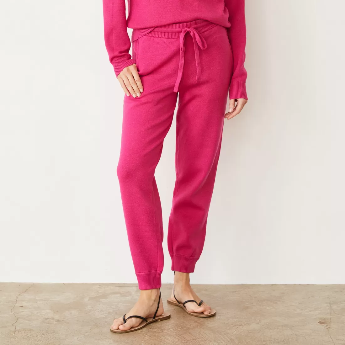MONROW Soft Knit | Sweats*Soft Knit Cuffed Jogger FUCHSIA
