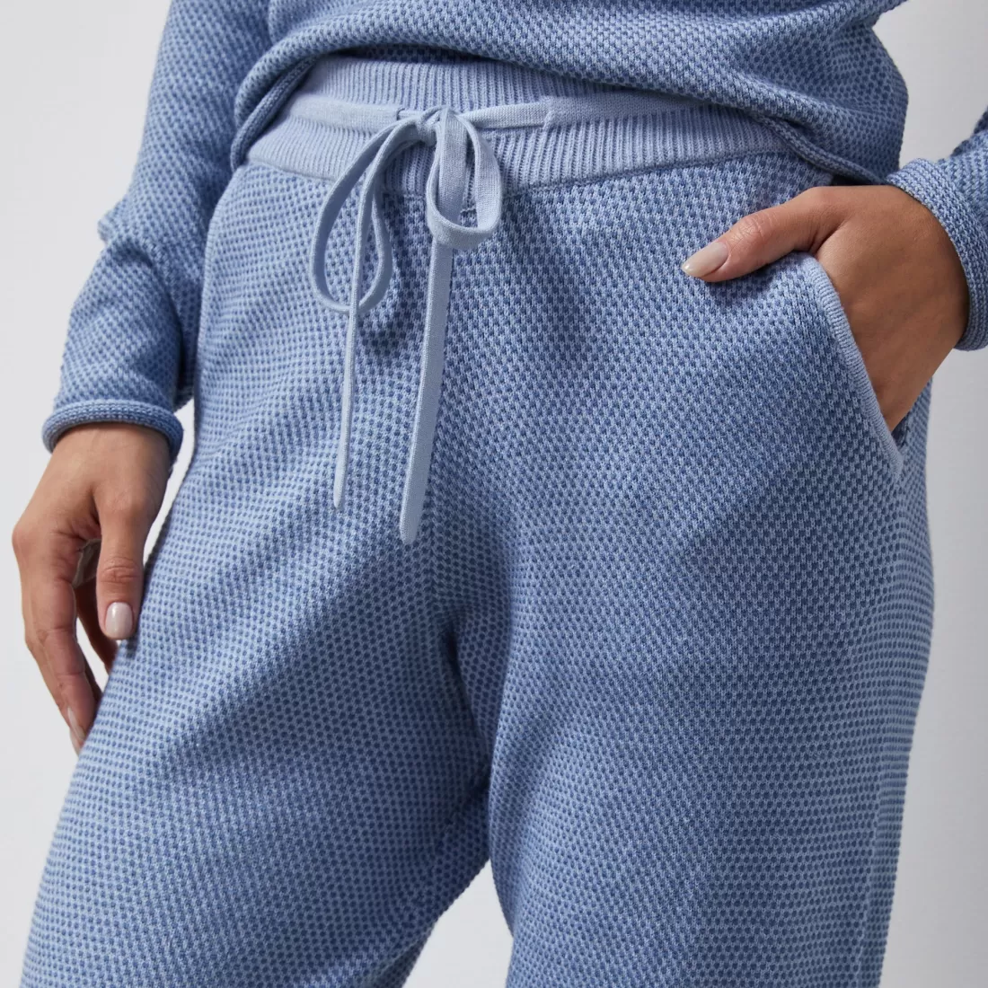 MONROW Soft Knit | Sweats*Soft Knit Textured Cuffed Jogger LIGHTBLUE