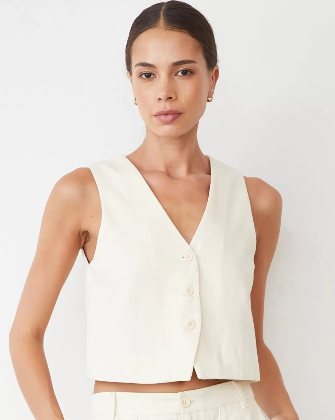 MONROW Sets | Tanks*Soft Twill Relaxed Vest BONE