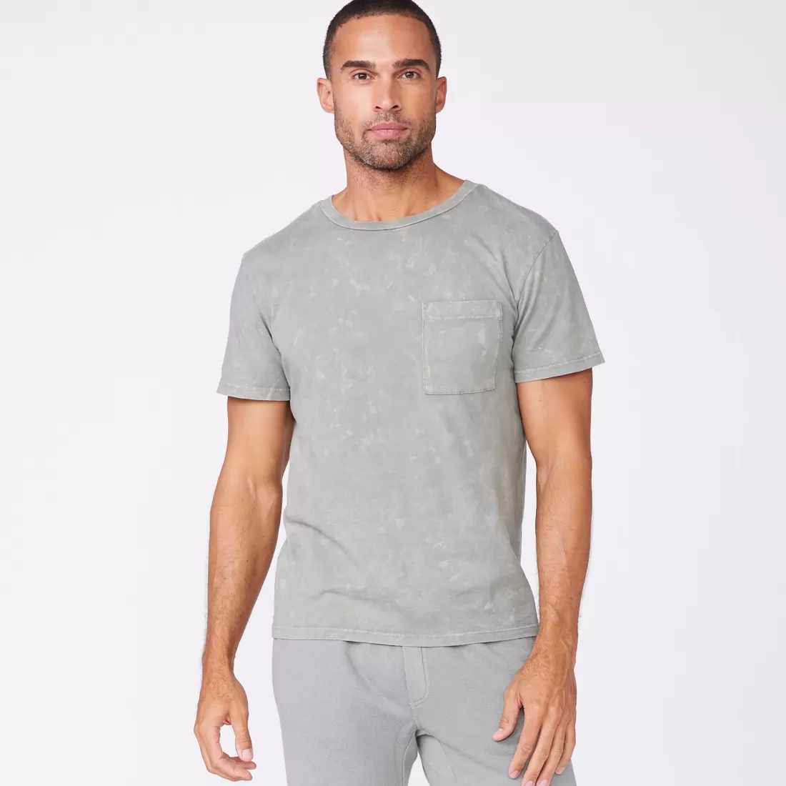 MONROW Men's Tops | Mens Sale*Stone Wash Relaxed Pocket Crew GUNMETAL