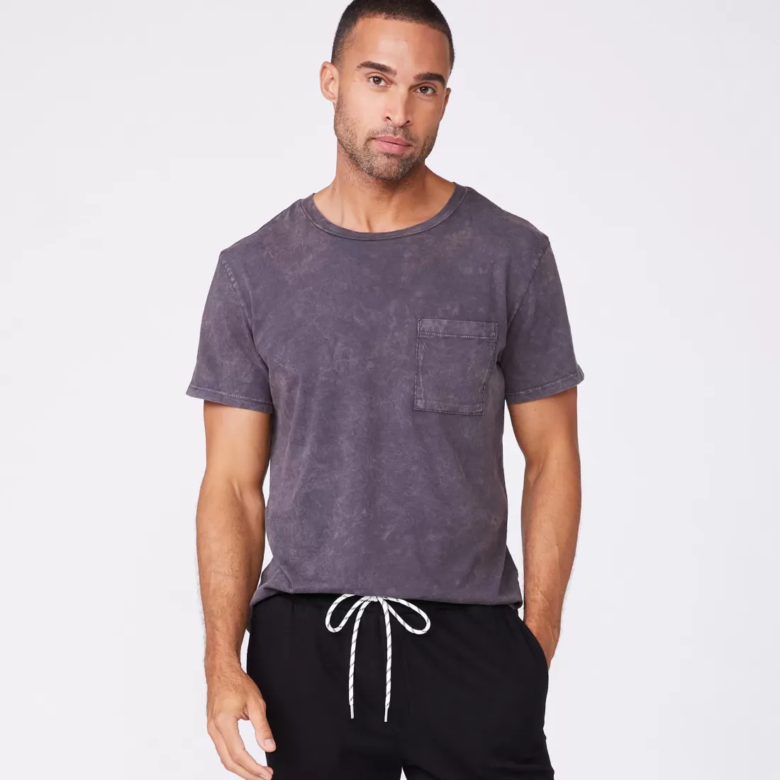 MONROW Men's Tops | Mens Sale*Stone Wash Relaxed Pocket Crew NEPTUNE