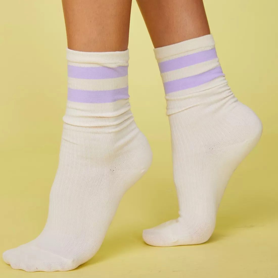 MONROW Socks | Accessories*Stripe Socks BONE/WISTERIA